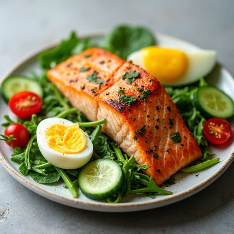 Roasted Lemon-Herb Salmon Salad with Crisp Greens