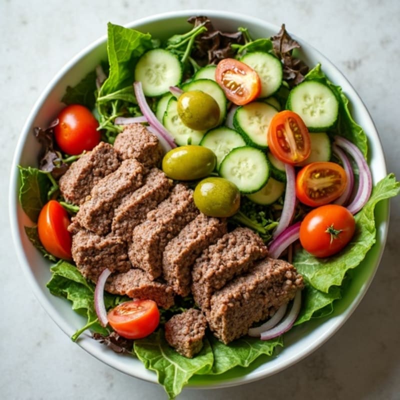 Lean Ground Beef Salad Bowl with Creamy Dill Pickle Dressing