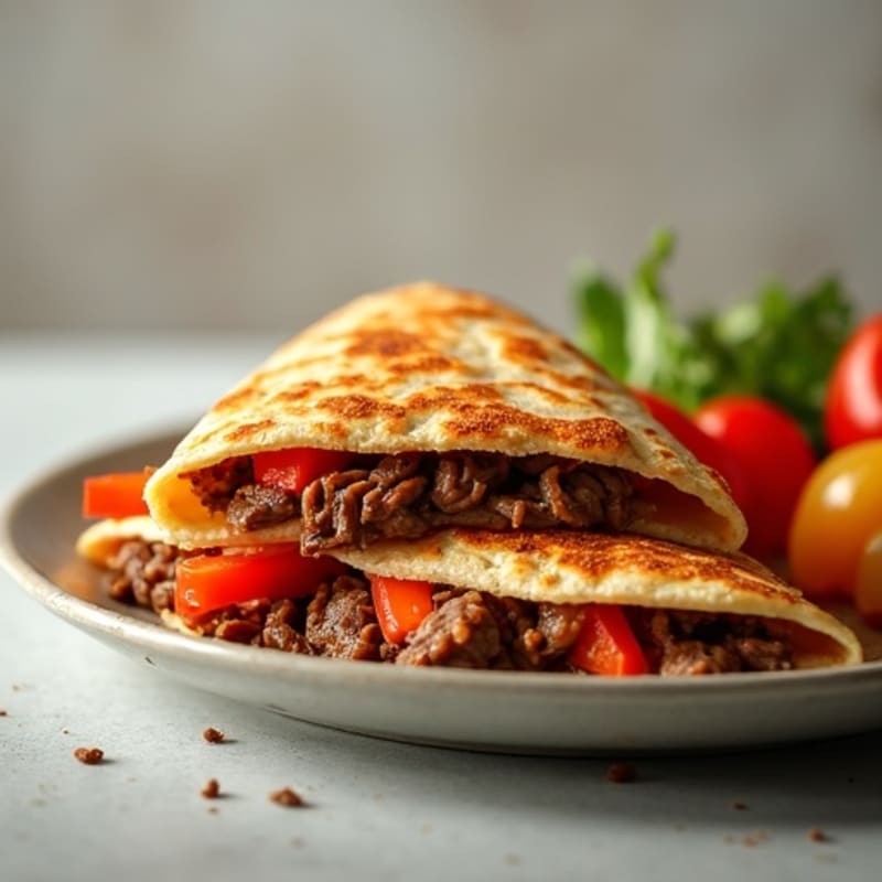 Crispy Whole Wheat Steak and Bell Pepper Quesadillas