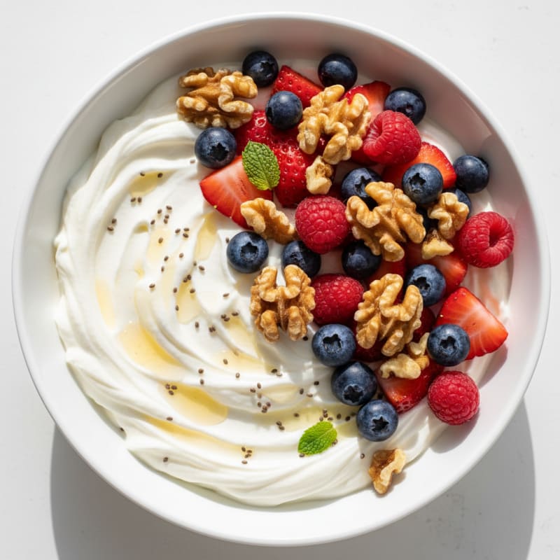Creamy Greek Yogurt Protein Pudding with Mixed Berries