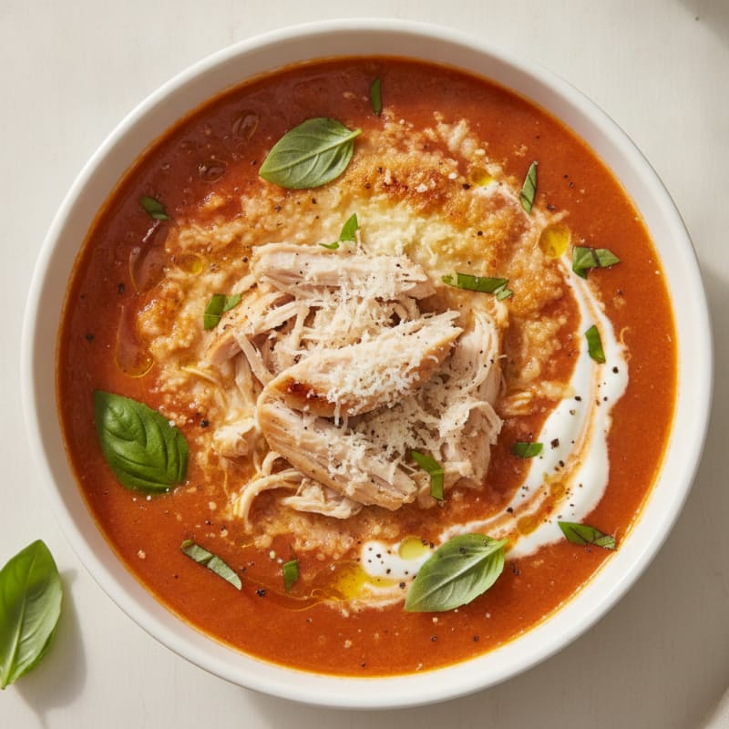 Roasted Tomato Basil Soup with Parmesan