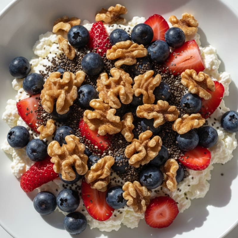Cottage Cheese and Berry Protein Bowl with Chia Seeds