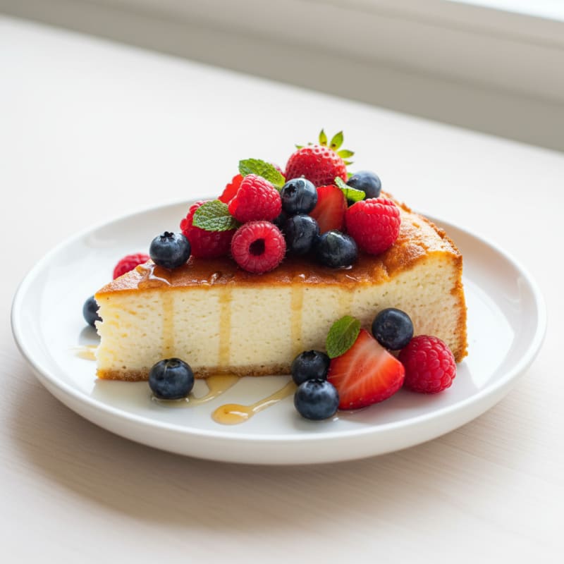 Greek Yogurt Protein Cheesecake with Fresh Berries