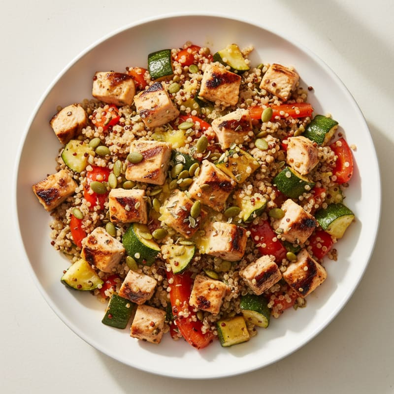 Grilled Chicken and Quinoa Power Bowl with Roasted Vegetables