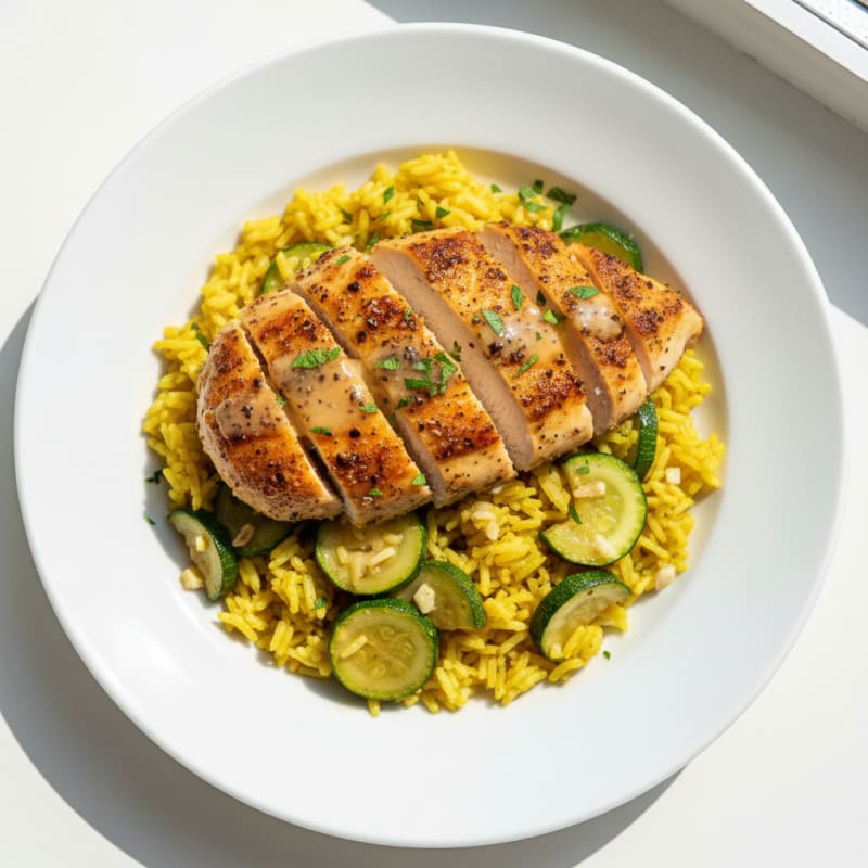 Crispy Lemon Herb Chicken with Golden Rice