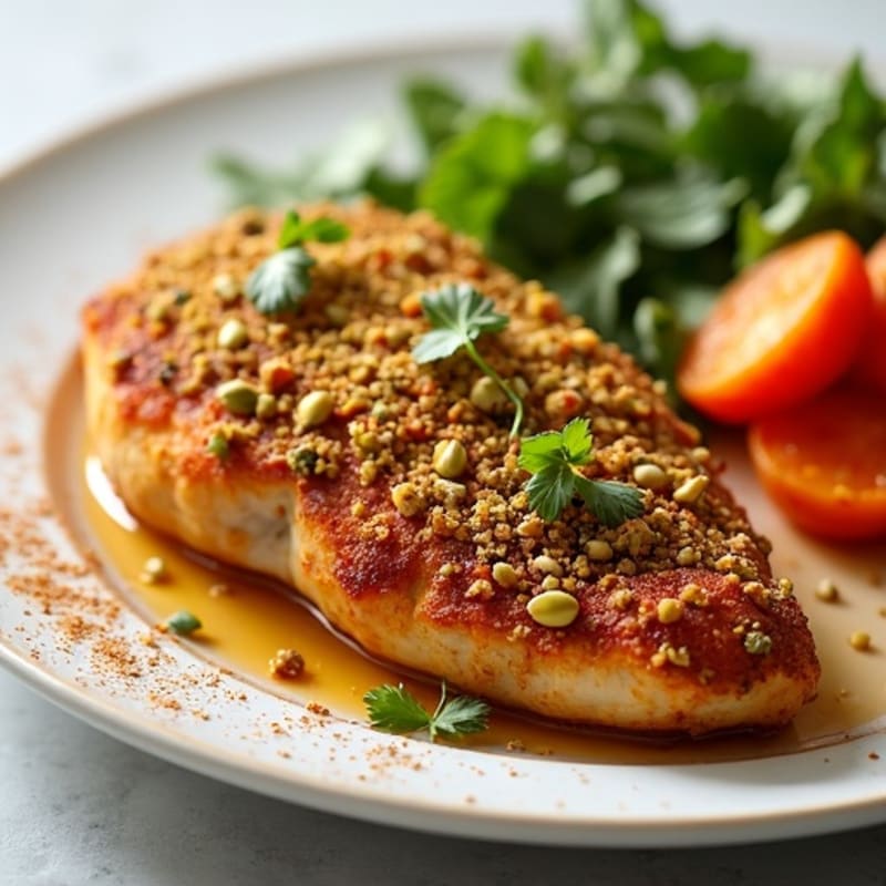 Crispy Pistachio-Crusted Chicken with Roasted Sweet Potatoes and Cinnamon