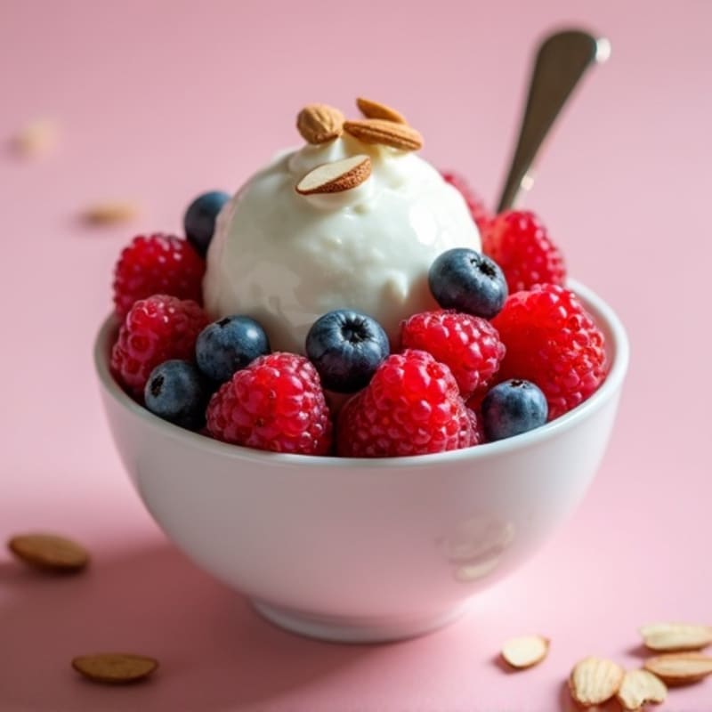 Greek Yogurt Protein Bowl with Mixed Berries and Almonds