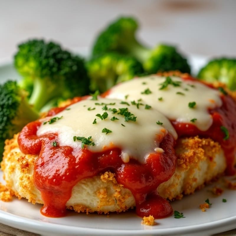 Crispy Baked Chicken Parmesan with Roasted Broccoli