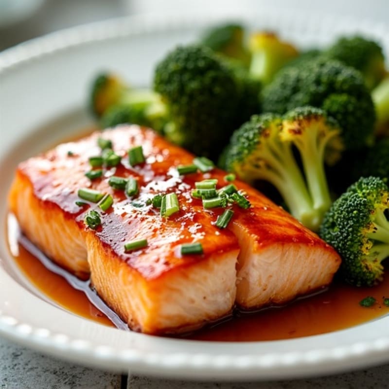 Baked Teriyaki Glazed Salmon with Roasted Broccoli