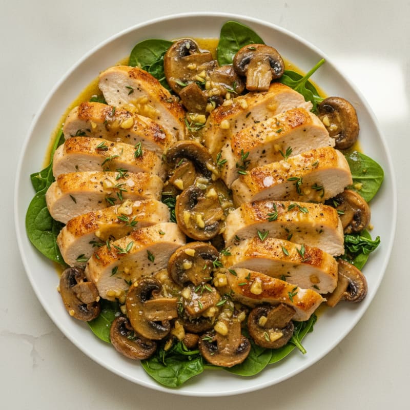Herb-Roasted Garlic Butter Mushrooms and Chicken