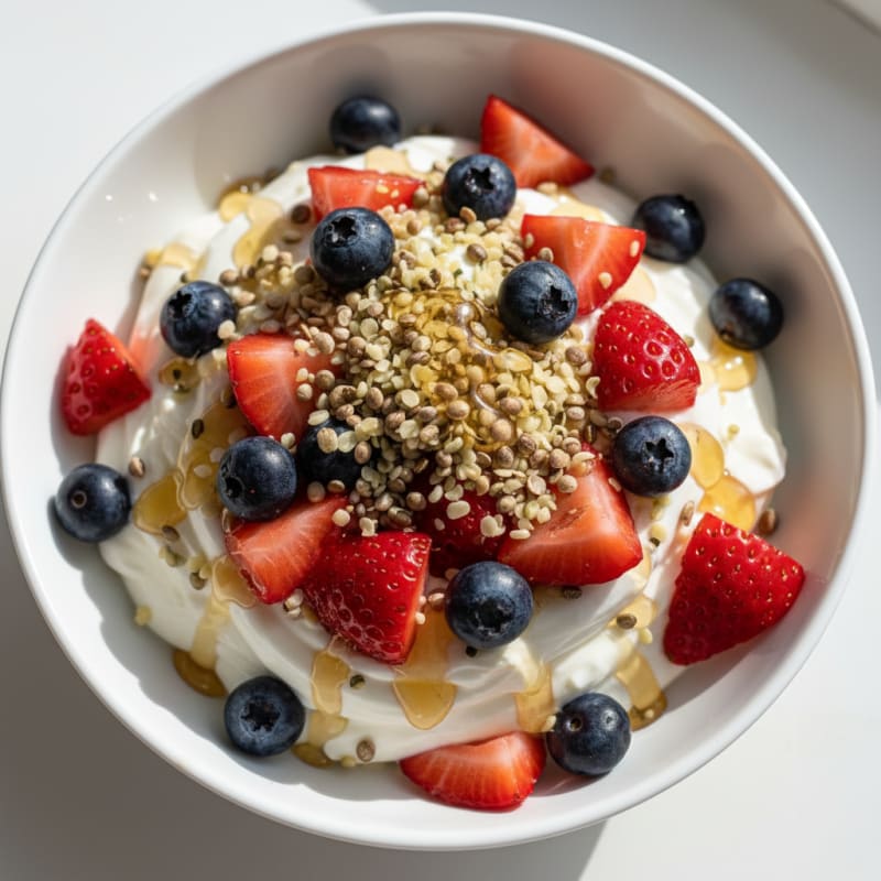 Creamy Greek Yogurt with Protein Powder and Fresh Berries