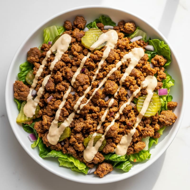 Crispy Ground Beef Big Mac Bowl