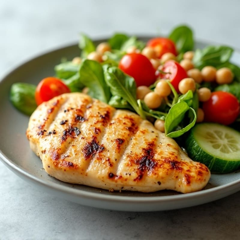 Grilled Chicken Breast with Crunchy Chickpea Salad