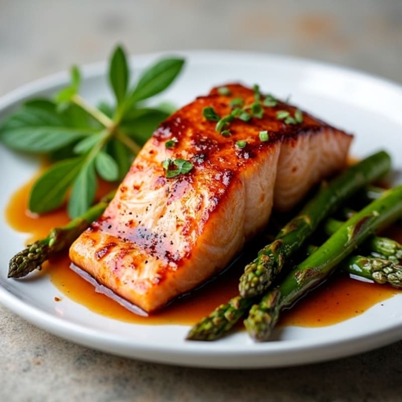 Rich Balsamic Glazed Salmon with Roasted Asparagus