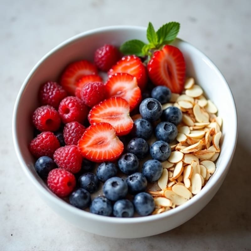 High-Protein Cottage Cheese Bowl with Fresh Berries and Crunchy Nuts
