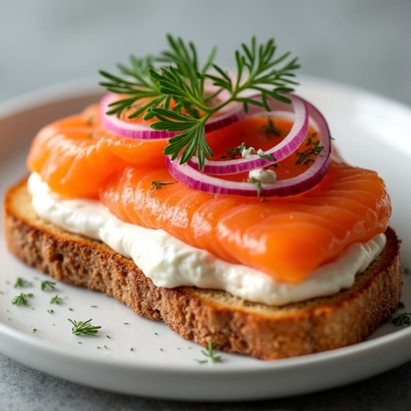 Smoked Salmon with Creamy Dill Spread and Crispy Whole Grain Toast