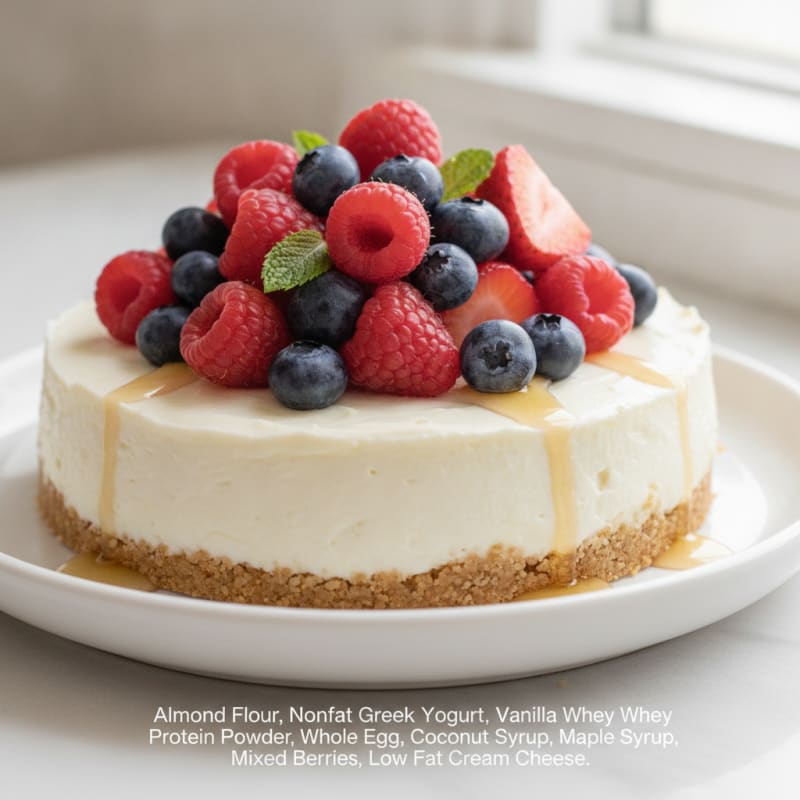 Creamy Greek Yogurt Protein Cheesecake with Fresh Berries