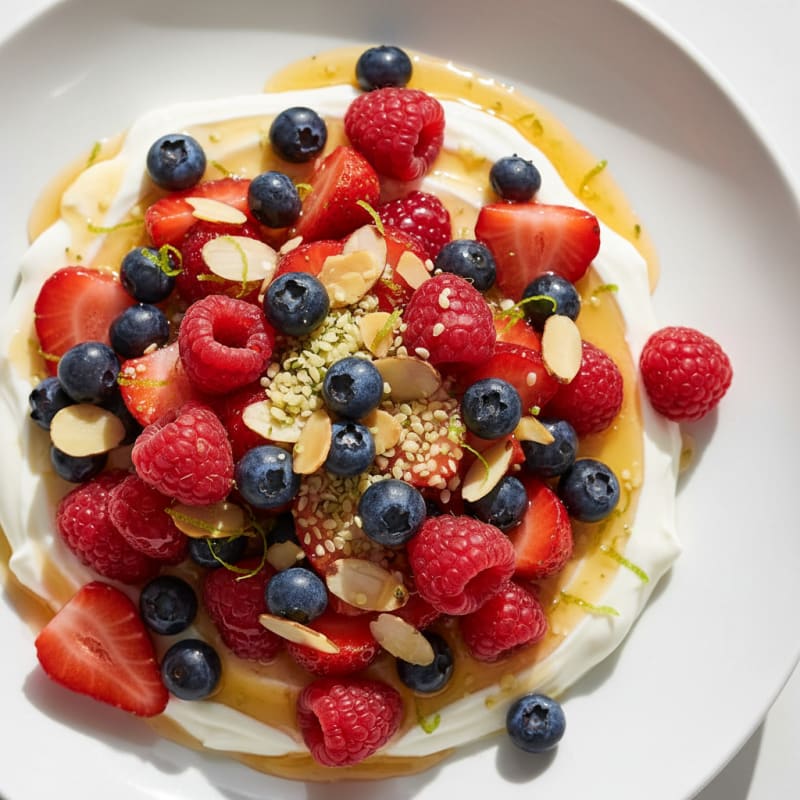 Summer Berry Medley with Honey-Lime Dressing