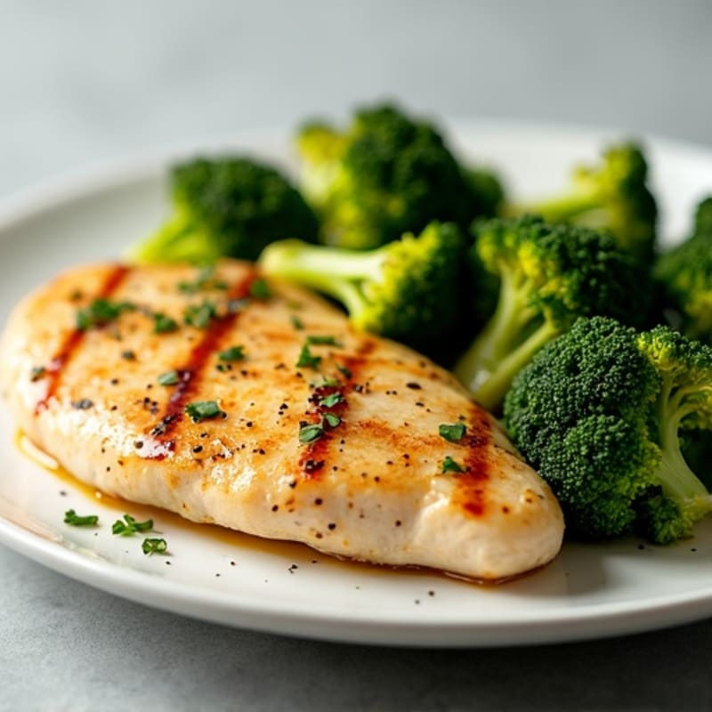Lemon Garlic Pan-Seared Chicken with Roasted Broccoli
