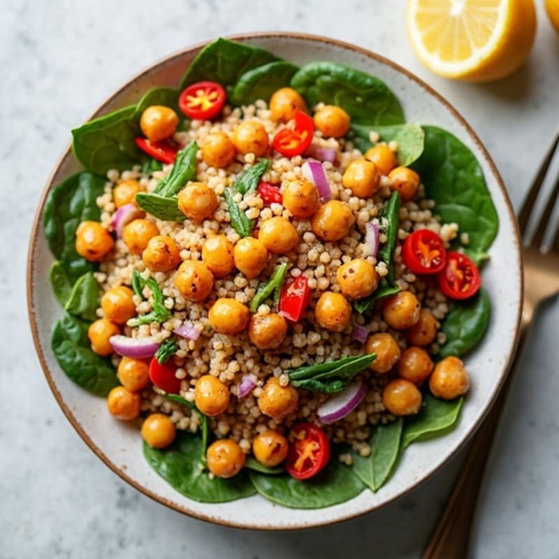 Crispy Chickpea and Quinoa Salad with Lemon Tahini Dressing