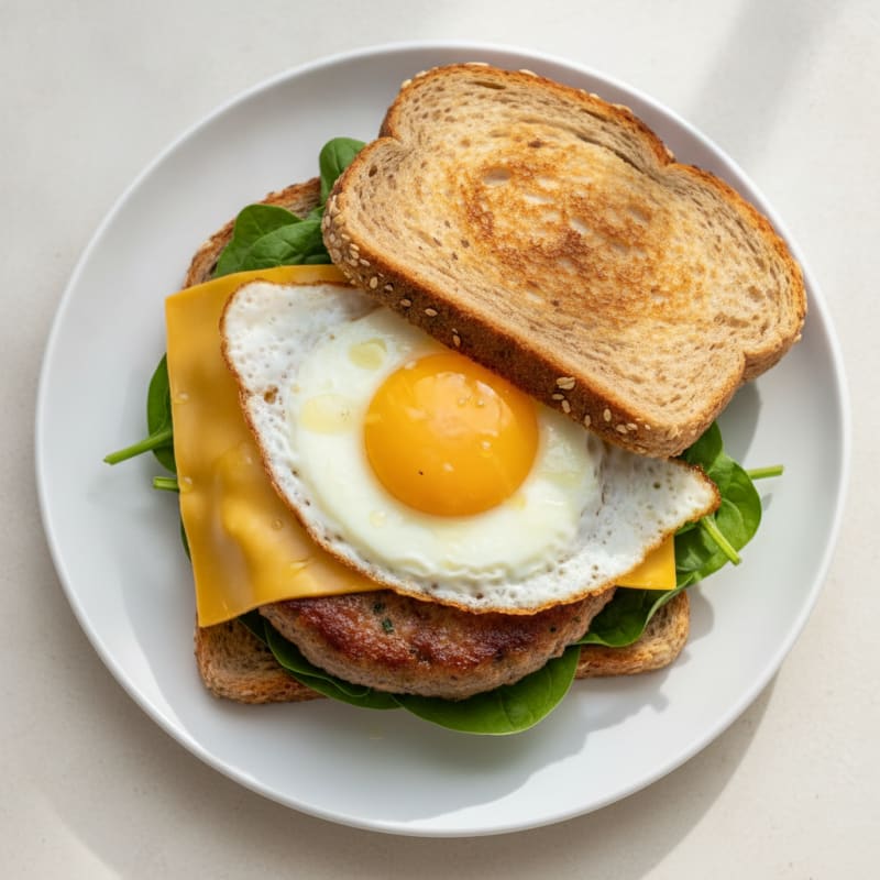 Egg and Turkey Sausage Breakfast Sandwich with Whole Grain Bread