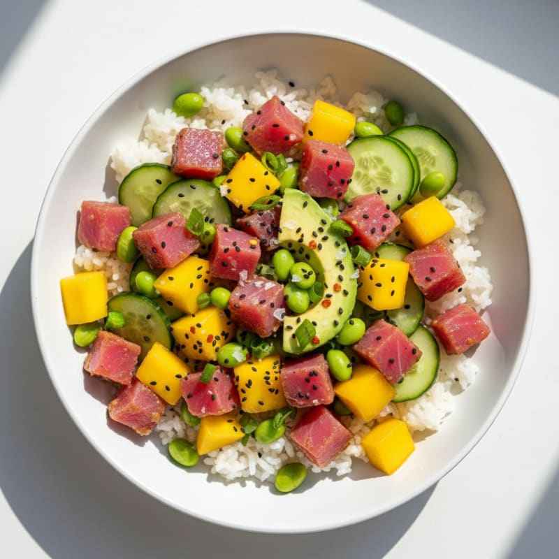 Ahi Tuna Poke Bowl with Tropical Fruit