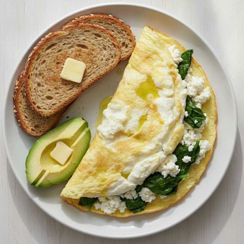 Egg White Spinach Omelette with Cottage Cheese