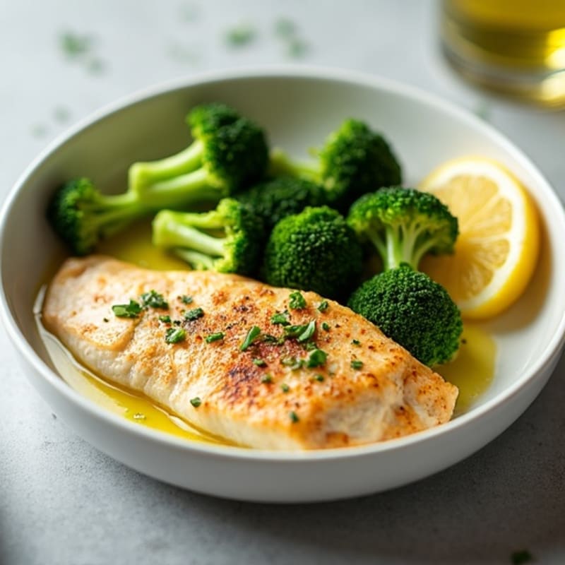 Seared Tilapia with Steamed Broccoli and Lemon