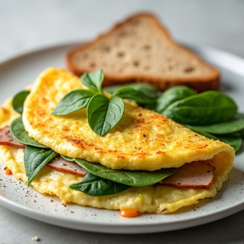 Egg White Omelette with Smoked Turkey and Spinach