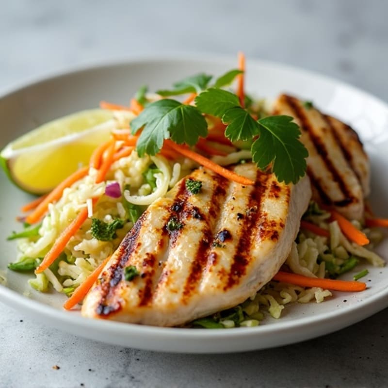 Grilled Chicken Breast with Crunchy Cabbage Slaw