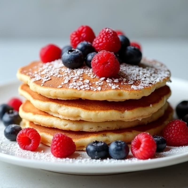 Fluffy Protein Pancakes with Fresh Berries