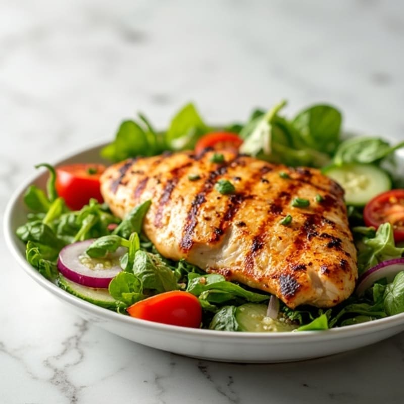 Grilled Chicken Breast Salad with Crunchy Vegetables