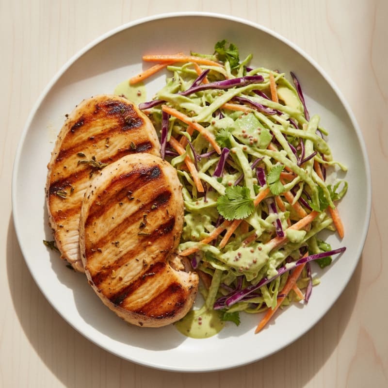 Grilled Turkey Breast with Crunchy Cabbage Slaw
