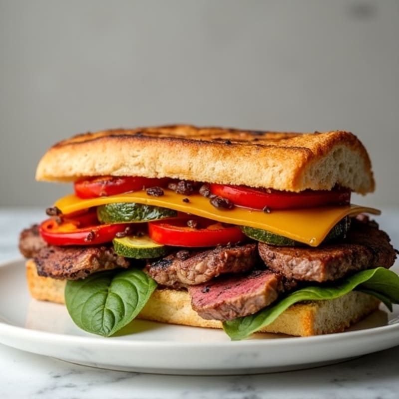 Grilled Steak and Roasted Vegetable Deli Sandwich