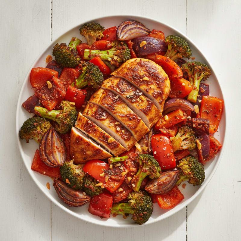 Spicy Harissa Chicken with Roasted Vegetables