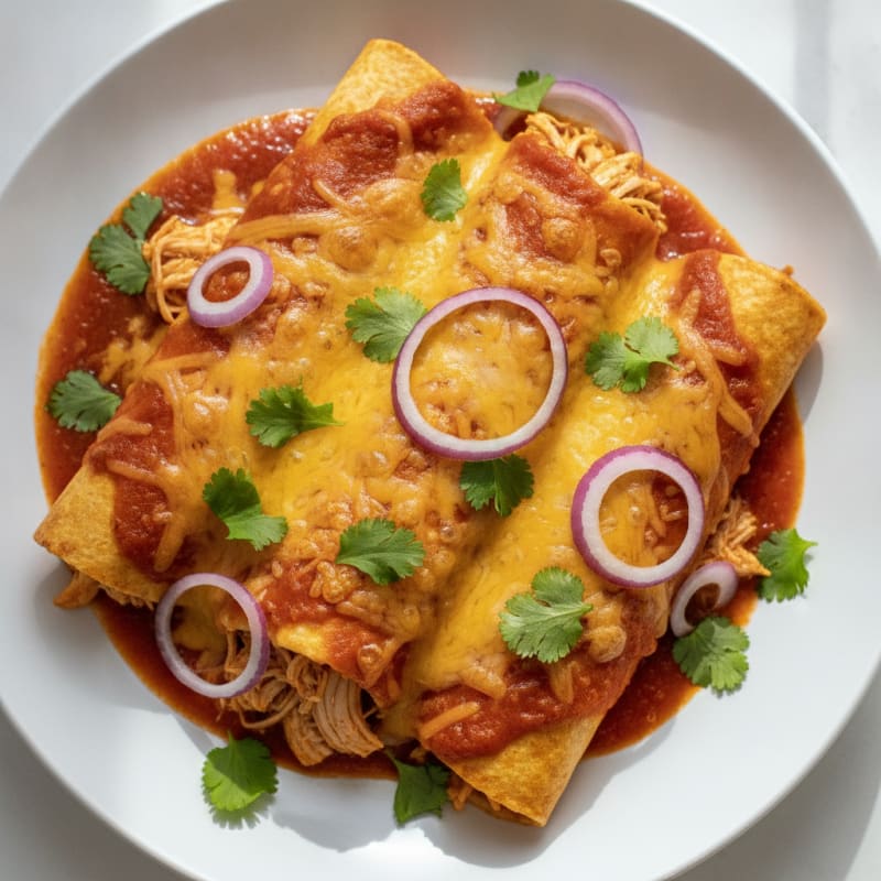 Chicken Enchiladas with Red Chili Sauce