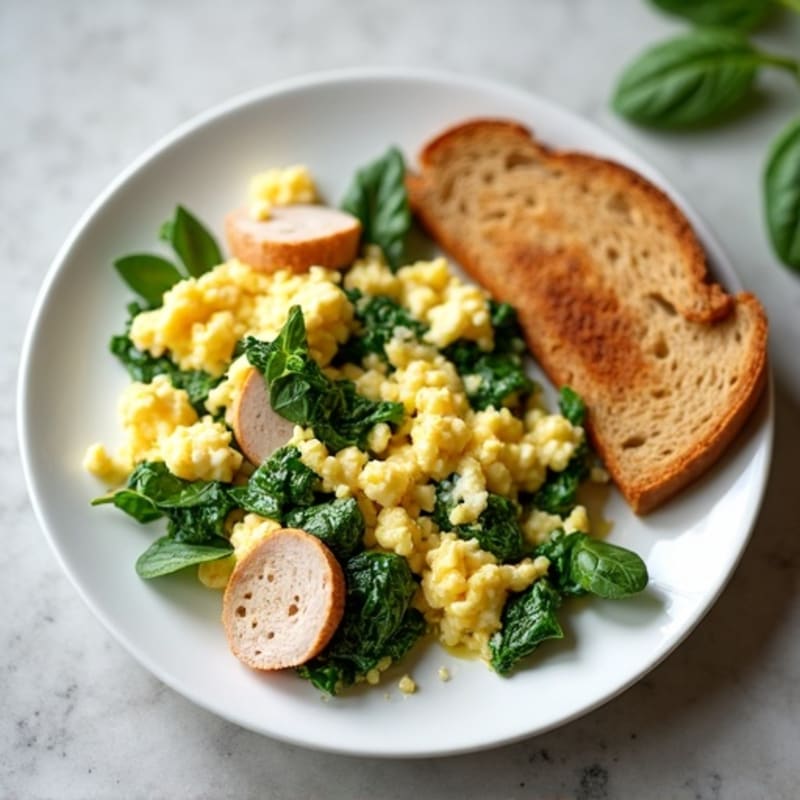 Egg White and Spinach Scramble with Turkey Breast