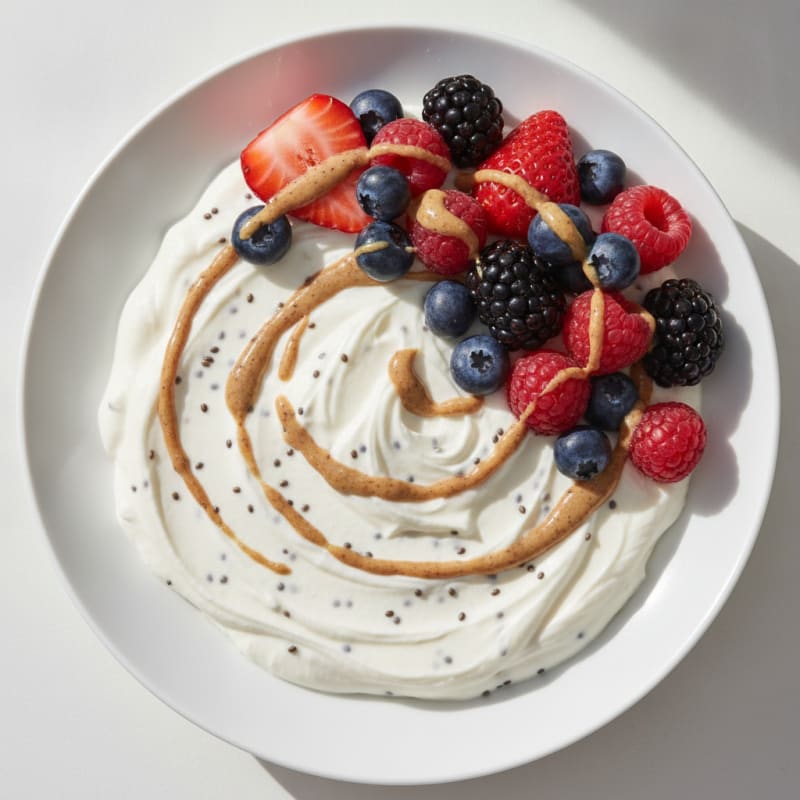 Silky Greek Yogurt Protein Pudding with Mixed Berries