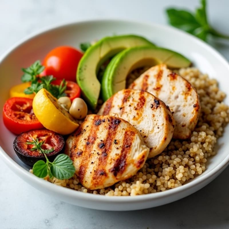 Grilled Chicken and Quinoa Bowl with Roasted Vegetables