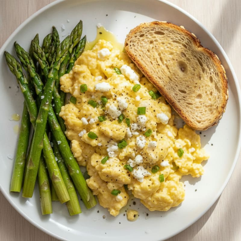Scrambled Eggs with Roasted Asparagus