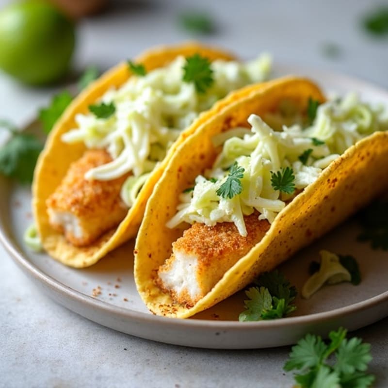Crispy Baked Fish Tacos with Lime Slaw