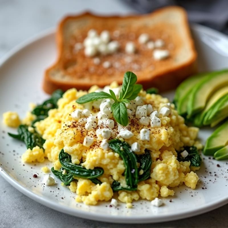 Egg White Scramble with Spinach, Toast & Avocado