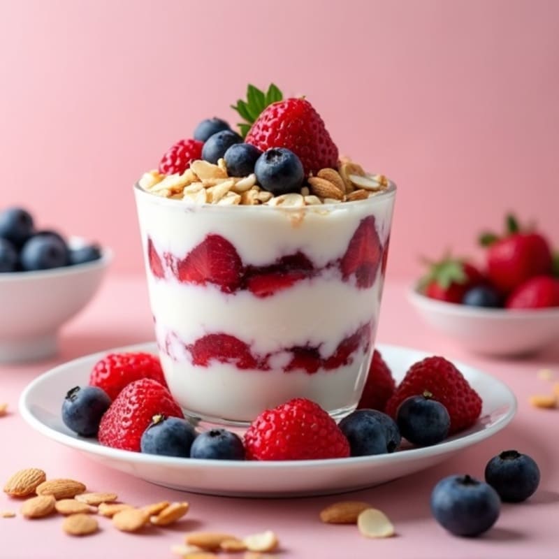 Cottage Cheese and Berry Protein Parfait with Almonds