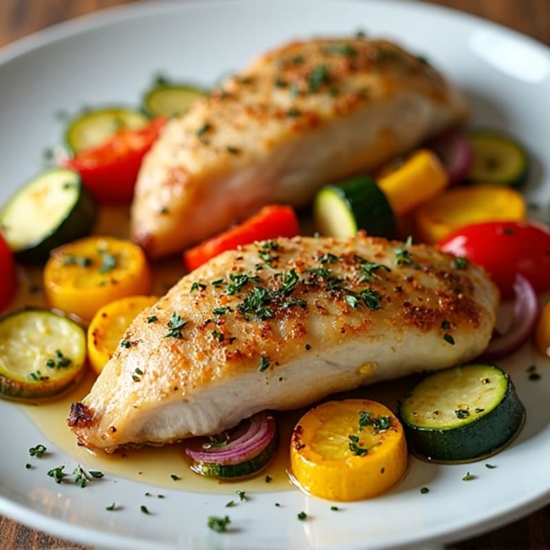 Herb-Crusted Sheet Pan Chicken with Roasted Rainbow Vegetables