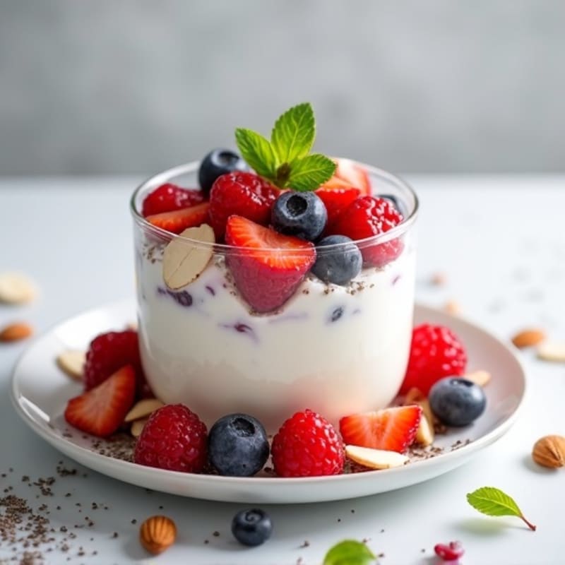 Greek Yogurt Protein Parfait with Mixed Berries and Almonds