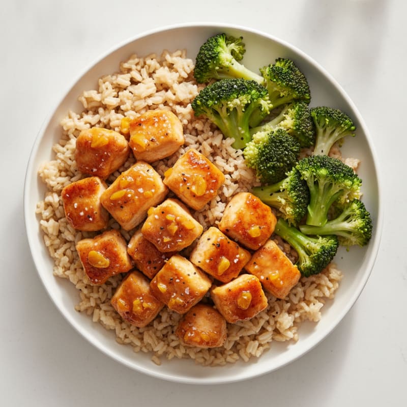 Orange Glazed Chicken with Steamed Broccoli