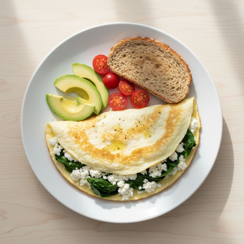 Egg White Spinach Omelette with Cottage Cheese