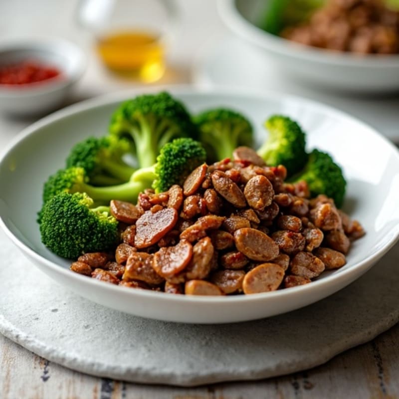 Garlic-Ginger Beef with Crispy Broccoli