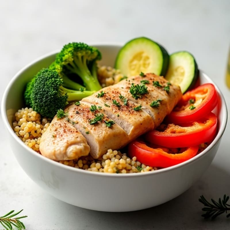 Herb-Roasted Chicken and Vegetable Quinoa Bowl