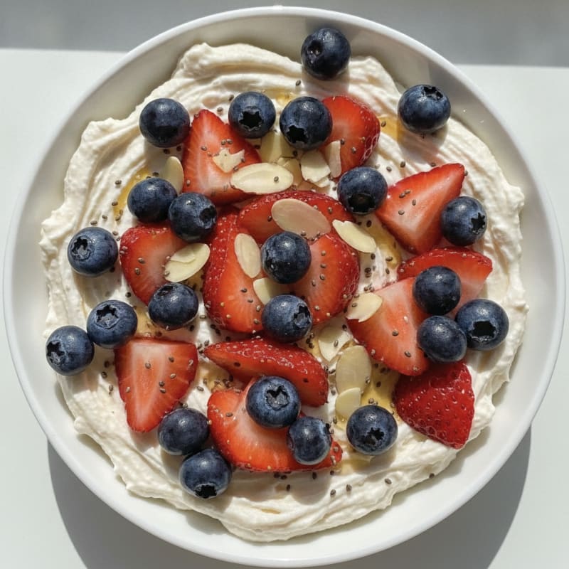 Creamy Greek Yogurt with Protein Powder and Fresh Berries